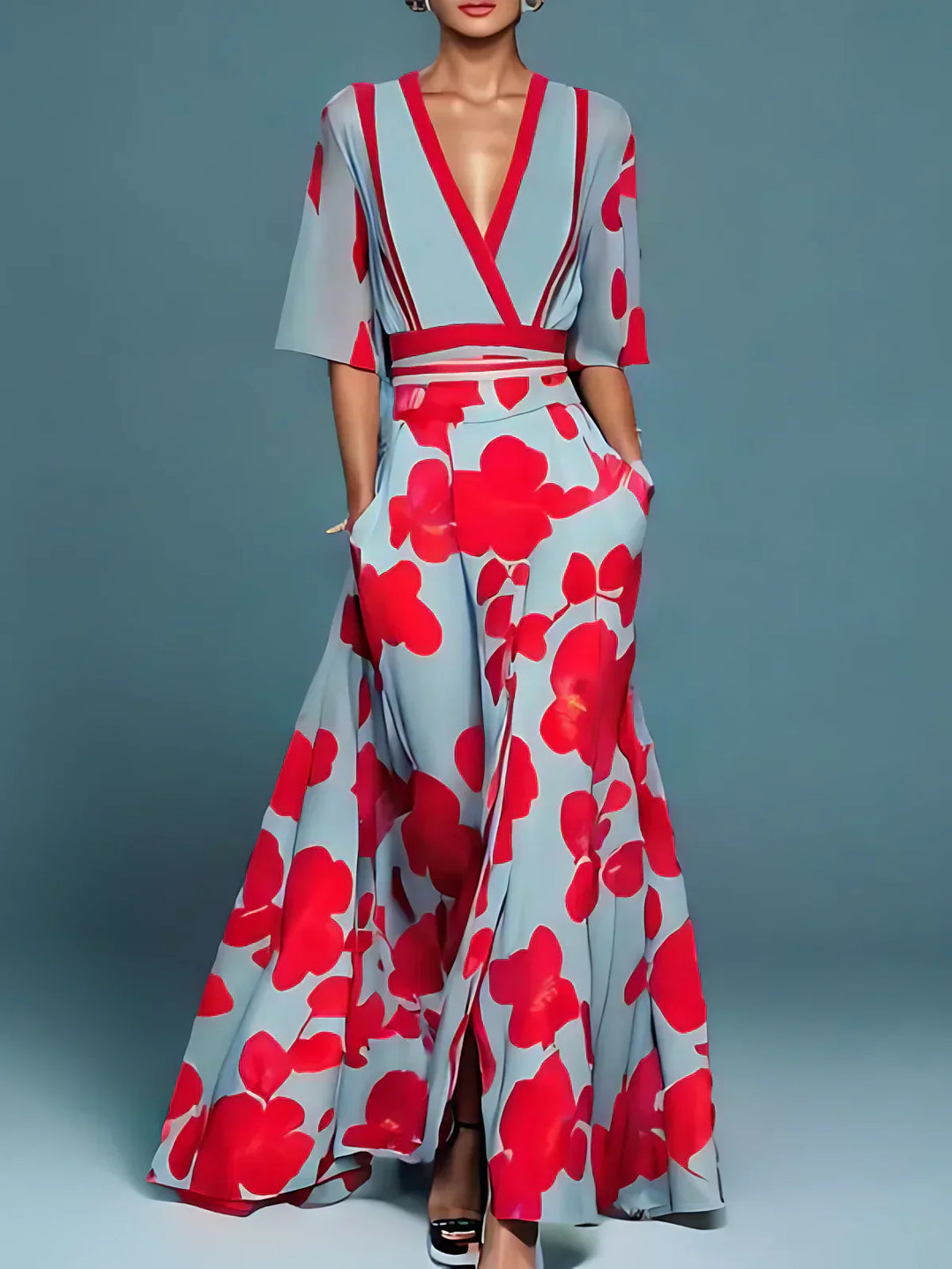 Elisan™ - Robe à motif floral sophistiqué