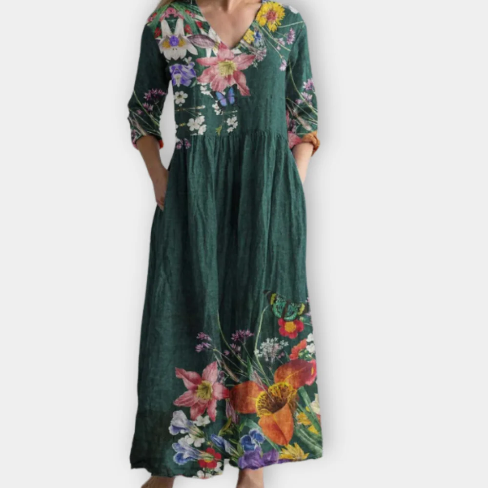 Juno - Robe en coton fleurie, élégance quotidienne