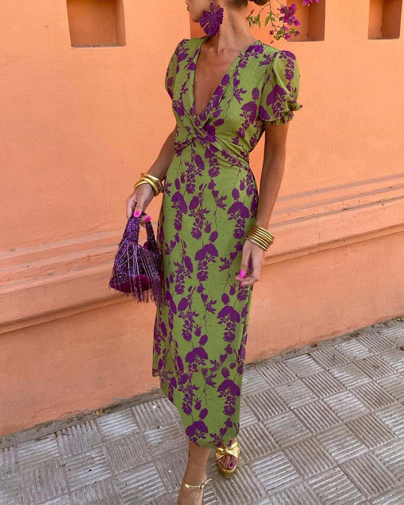 Della - Robe bohème plissée à imprimé floral pour femme