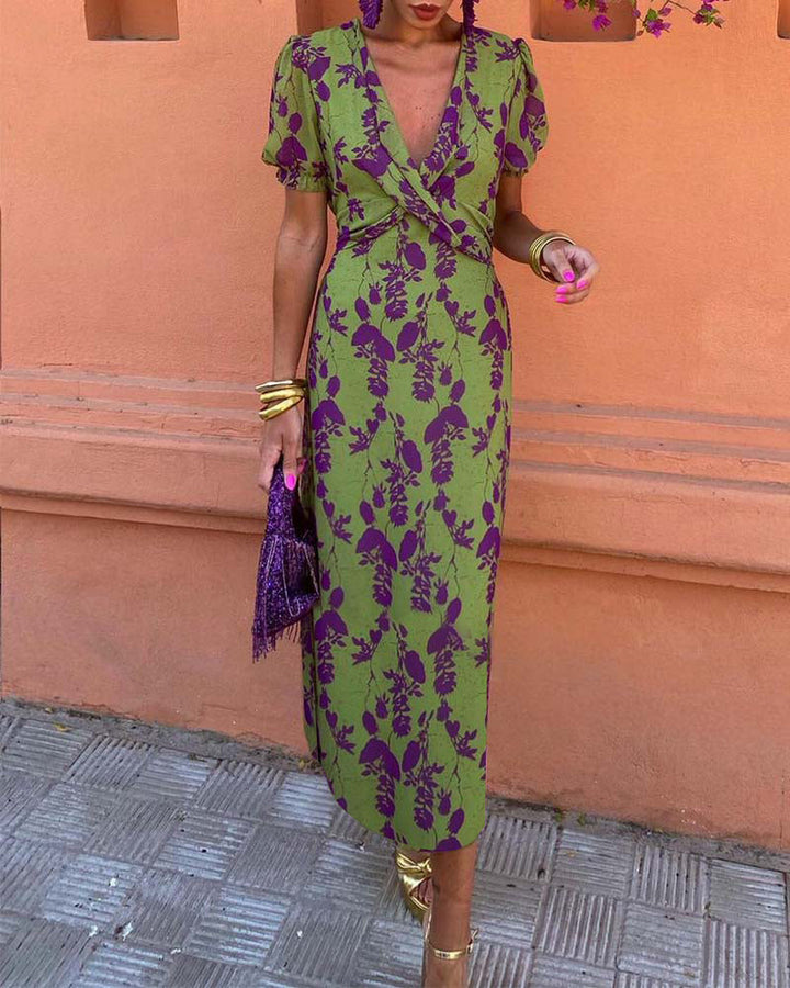 Della - Robe bohème plissée à imprimé floral pour femme