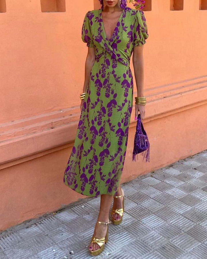 Della - Robe bohème plissée à imprimé floral pour femme