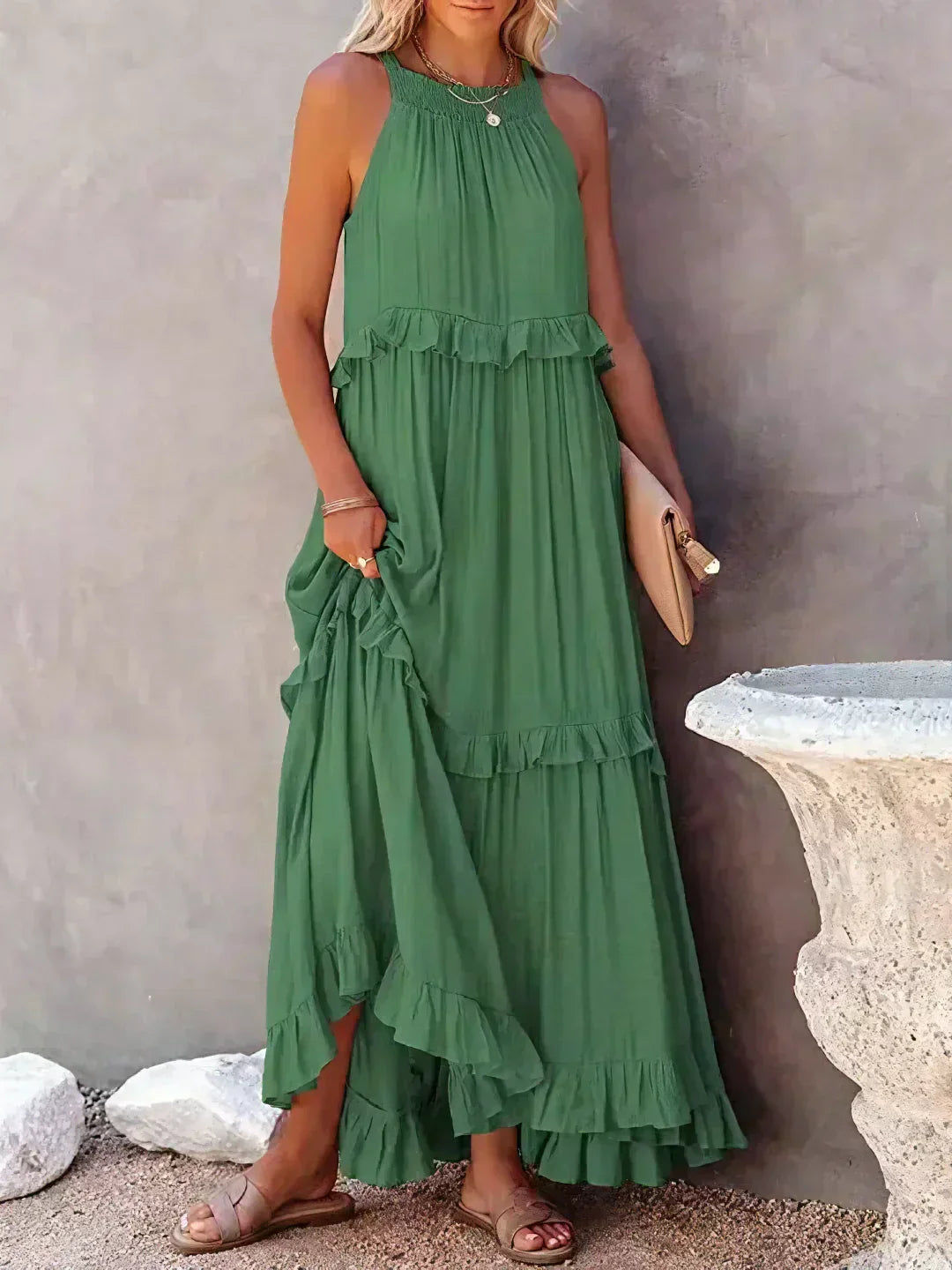 Emilia™ - Robe longue dos nu à volants