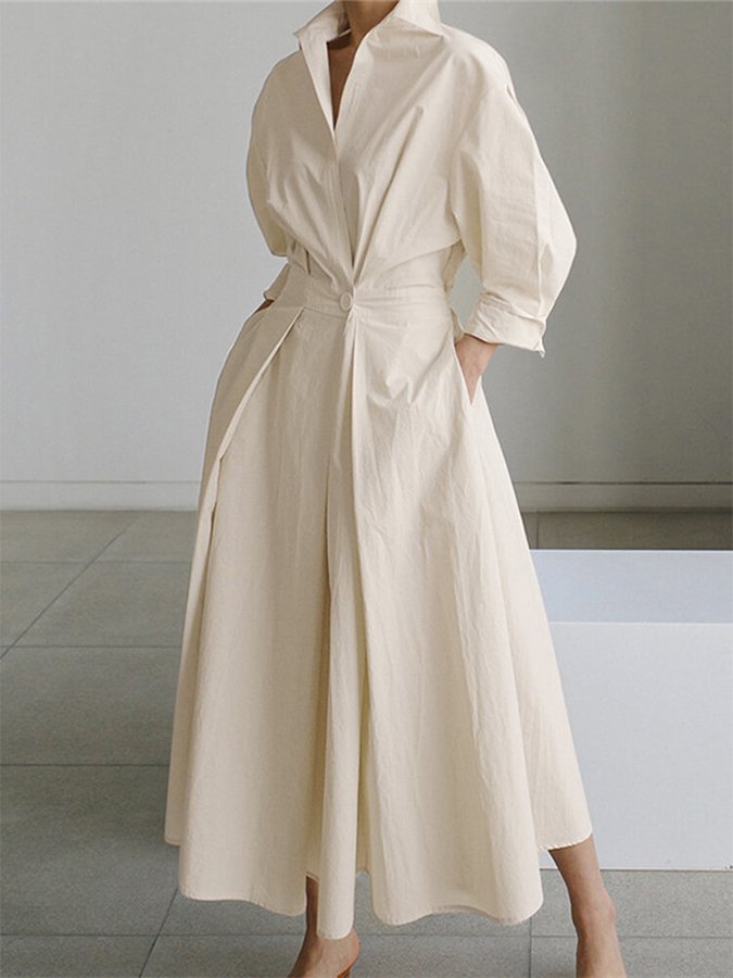 Brynn - Robe trapèze chic à col polo