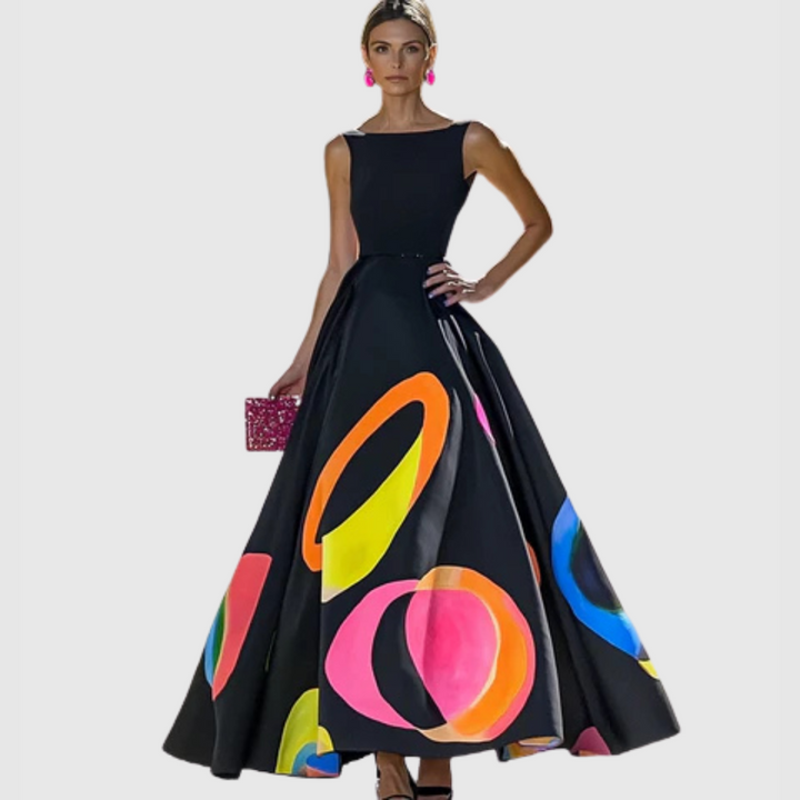 Anya - Robe longue moulante colorée à découpes