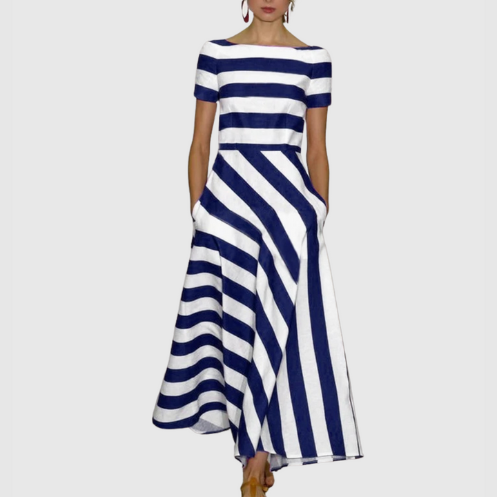 Madeline - Robe longue rayée à épaules dénudées Vonda 