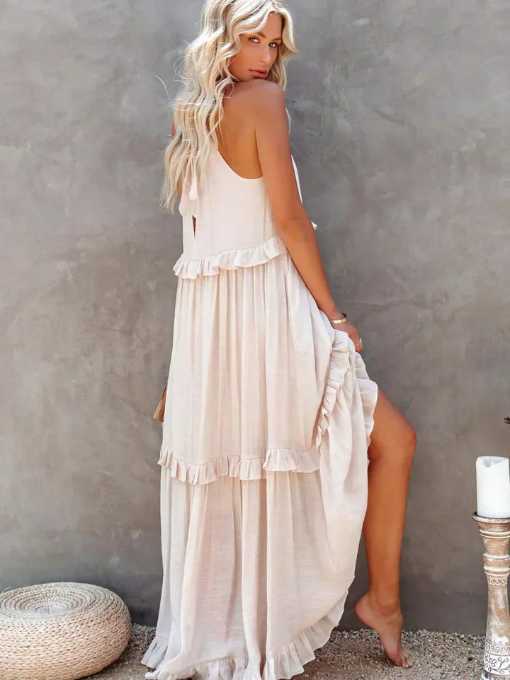 Emilia™ - Robe longue dos nu à volants