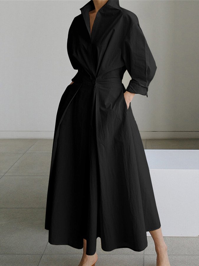 Brynn - Robe trapèze chic à col polo