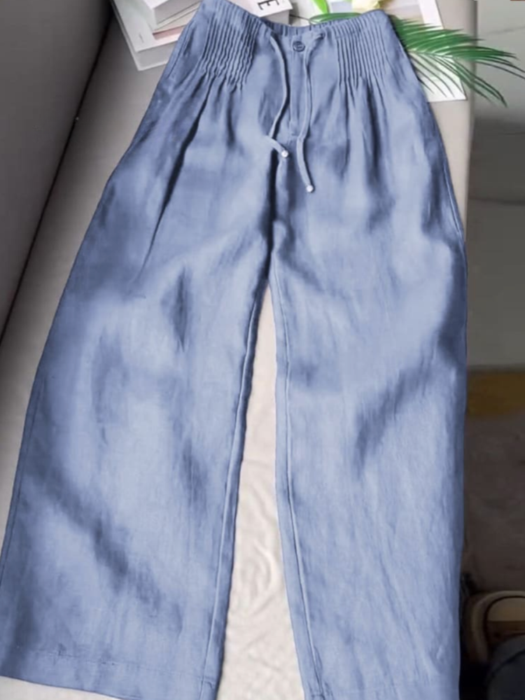 Loren™ | Pleated Drawstring Linen Wide Leg Pants