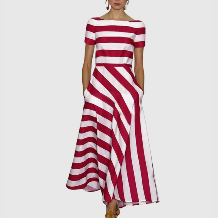 Madeline - Robe longue rayée à épaules dénudées Vonda 
