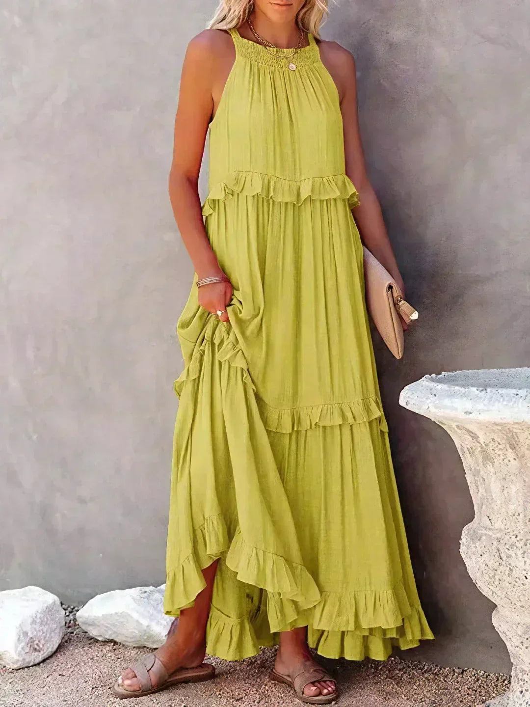 Emilia™ - Robe longue dos nu à volants