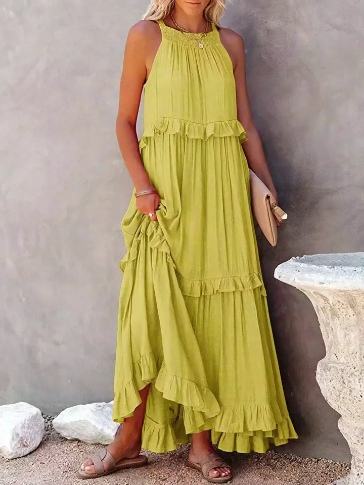 Emilia™ - Robe longue dos nu à volants