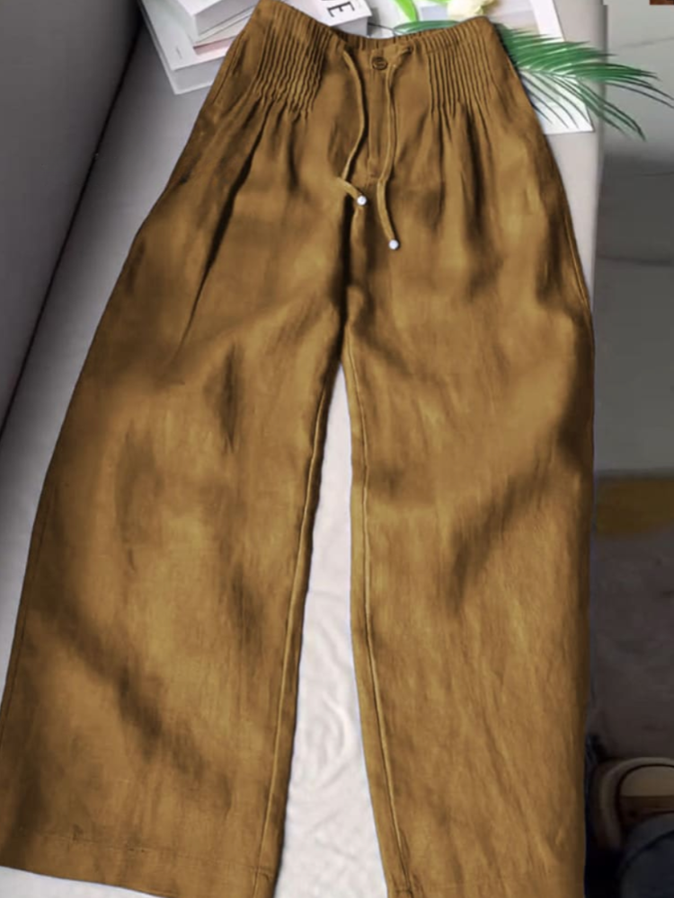 Loren™ | Pleated Drawstring Linen Wide Leg Pants