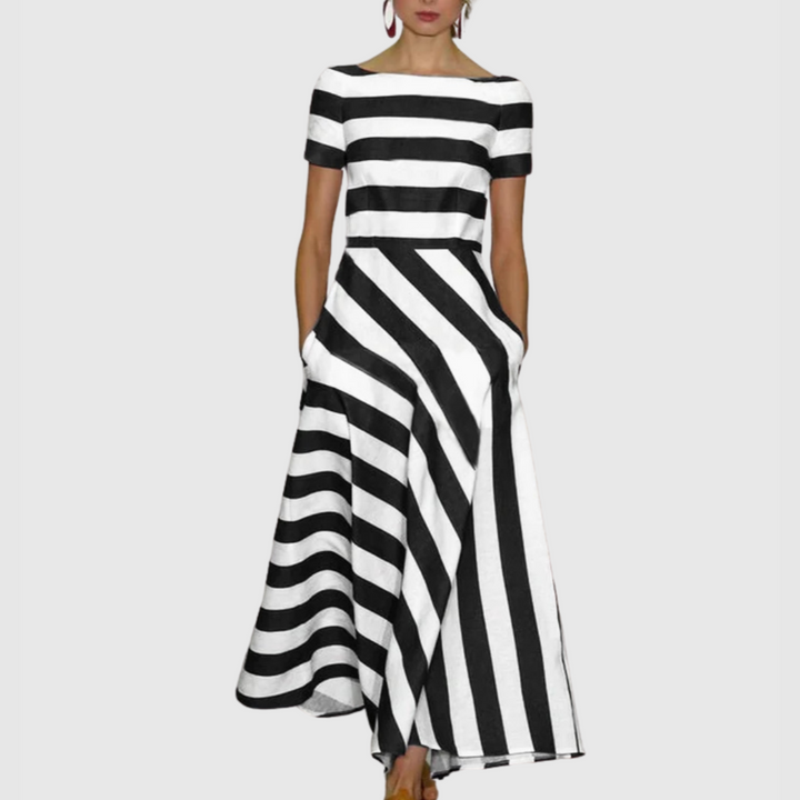Madeline - Robe longue rayée à épaules dénudées Vonda 