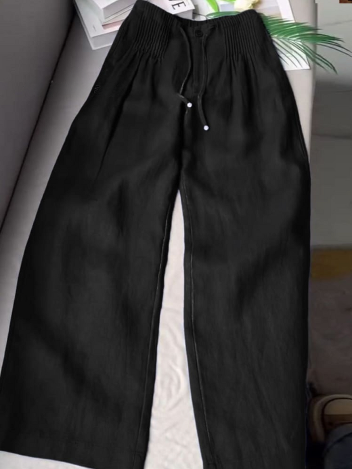 Loren™ | Pleated Drawstring Linen Wide Leg Pants