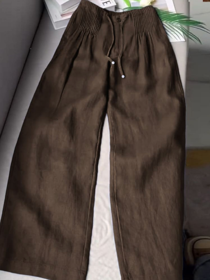 Loren™ | Pleated Drawstring Linen Wide Leg Pants