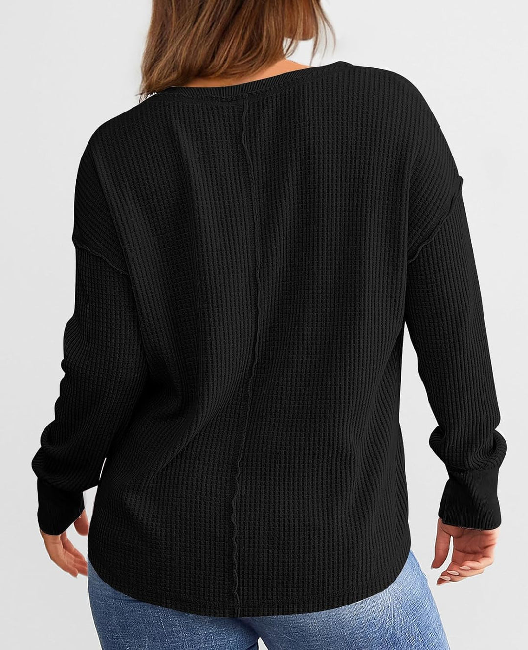 Cyrine™ | Waffle Knit V-Neck Pullover