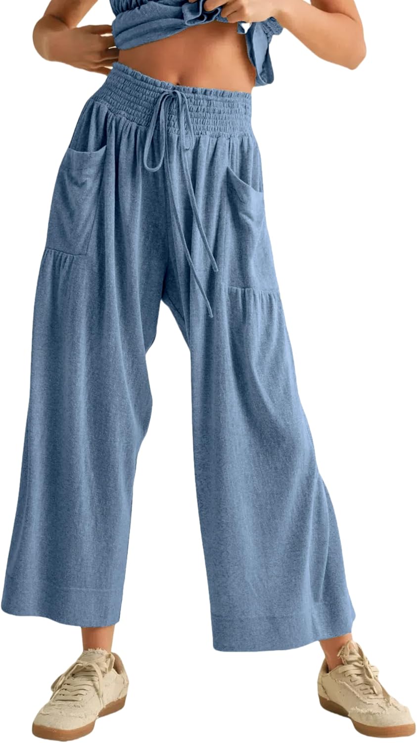 Elara™ | 2-Piece Smocked Top & Wide-Leg Pants Set