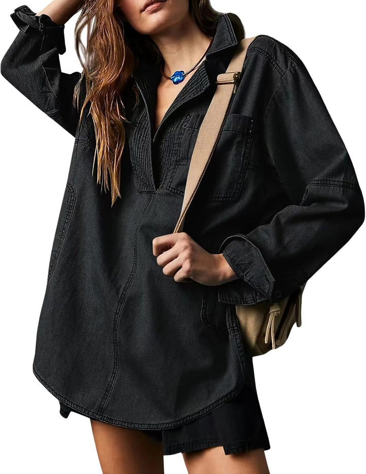Elviera™ | Casual Denim Pullover Top