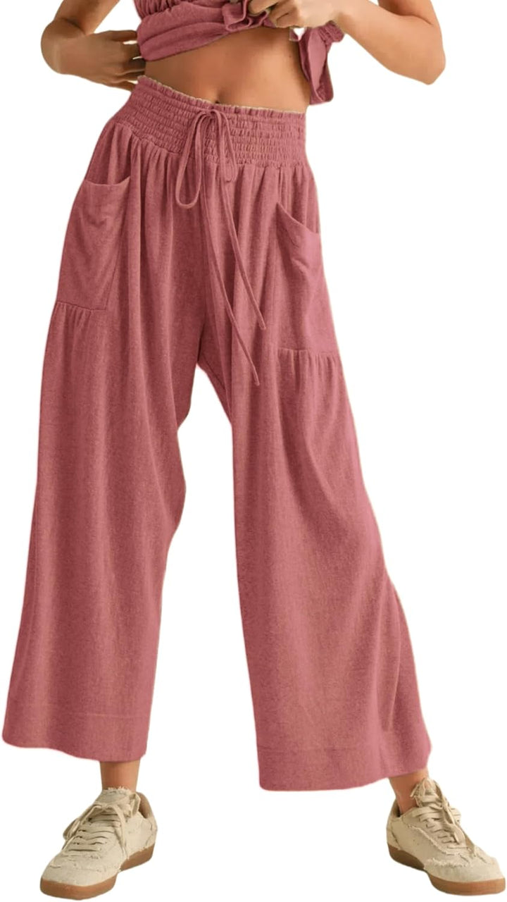 Elara™ | 2-Piece Smocked Top & Wide-Leg Pants Set