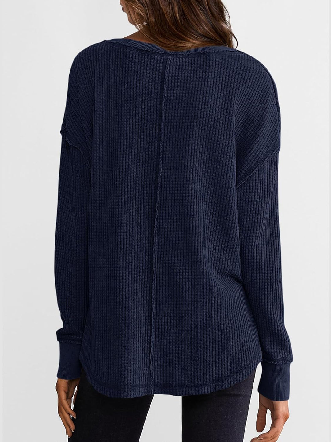 Cyrine™ | Waffle Knit V-Neck Pullover