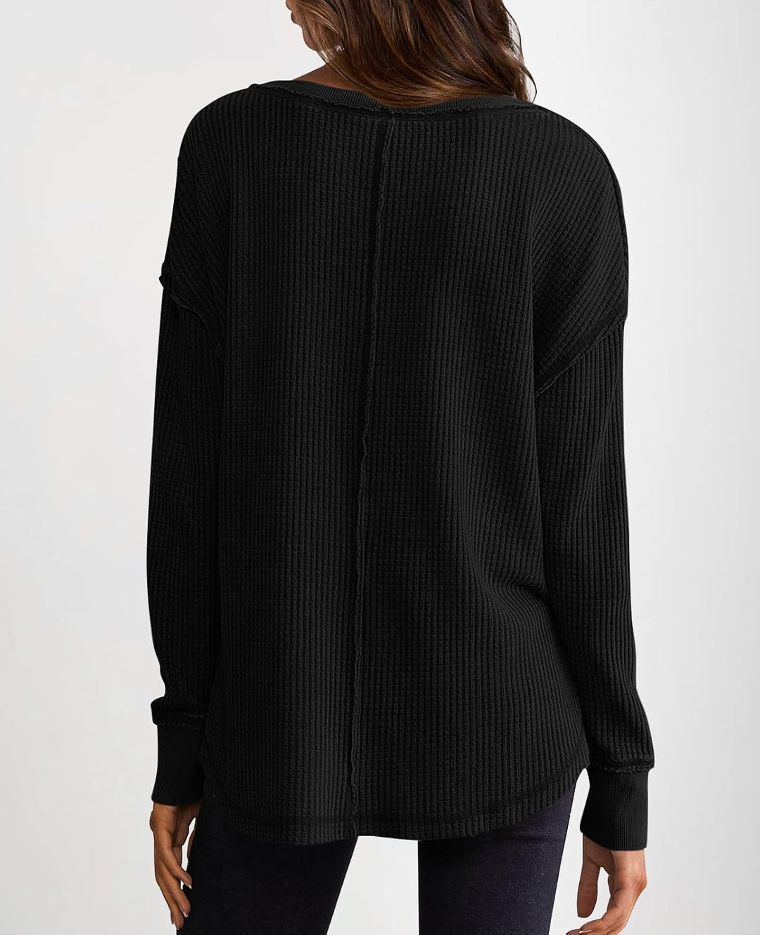 Cyrine™ | Waffle Knit V-Neck Pullover