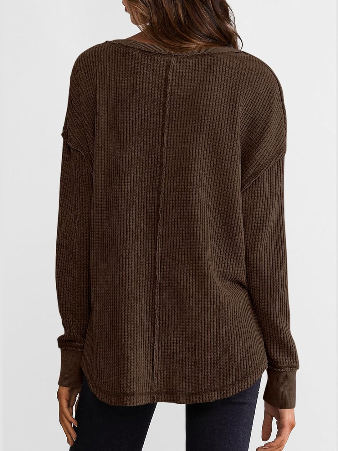 Cyrine™ | Waffle Knit V-Neck Pullover