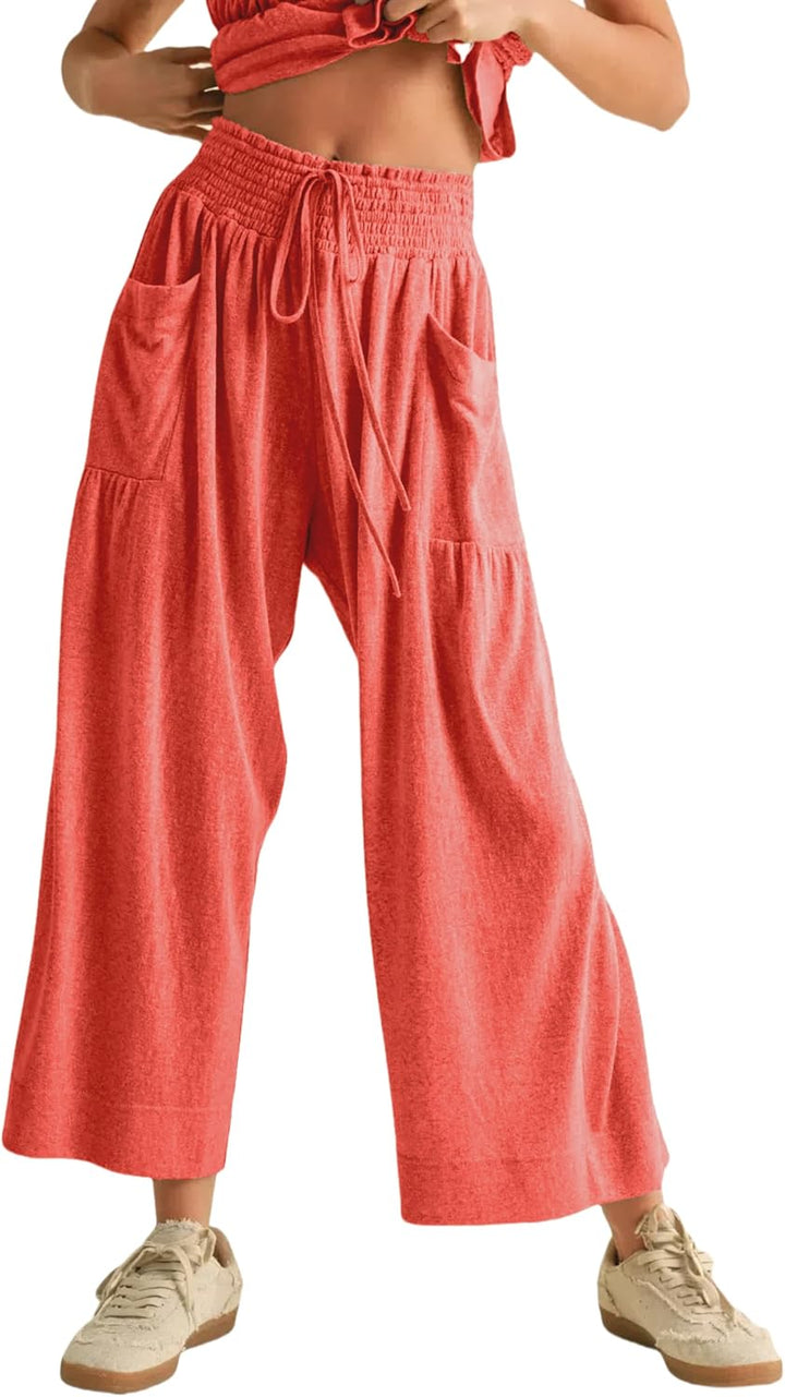 Elara™ | 2-Piece Smocked Top & Wide-Leg Pants Set