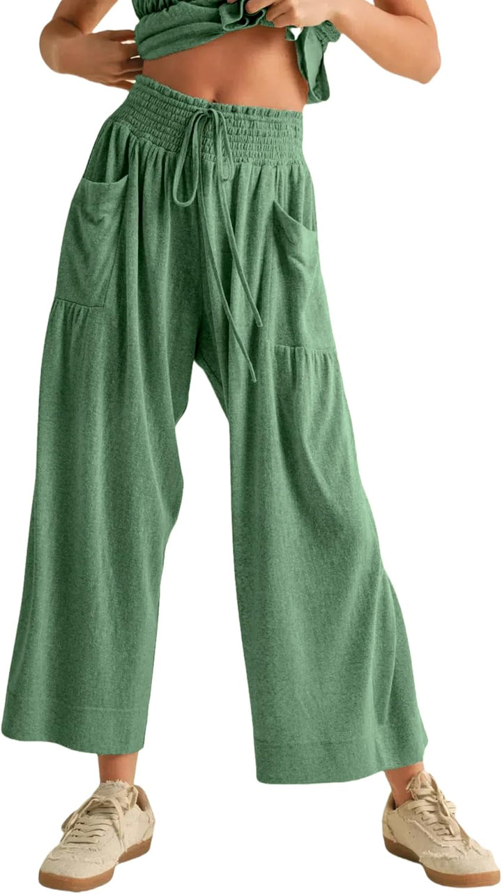 Elara™ | 2-Piece Smocked Top & Wide-Leg Pants Set