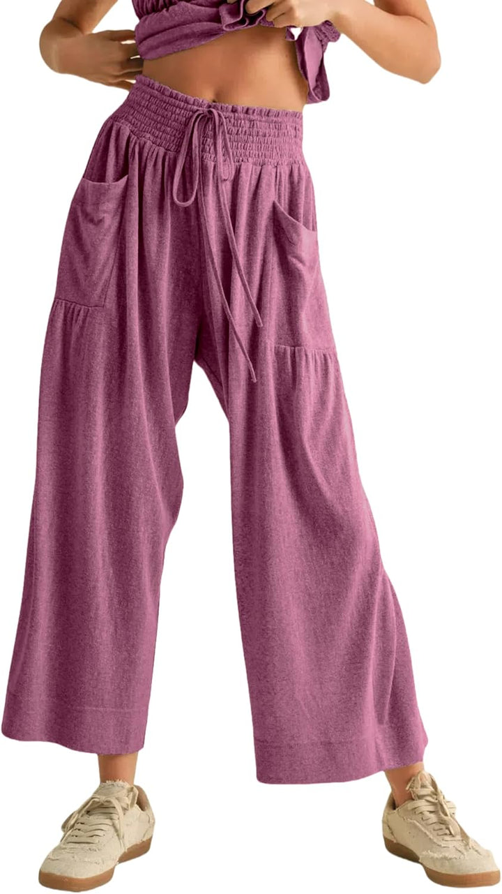 Elara™ | 2-Piece Smocked Top & Wide-Leg Pants Set