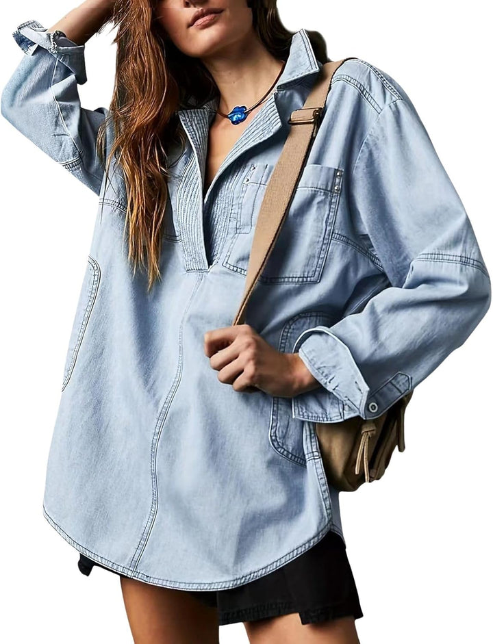Elviera™ | Casual Denim Pullover Top