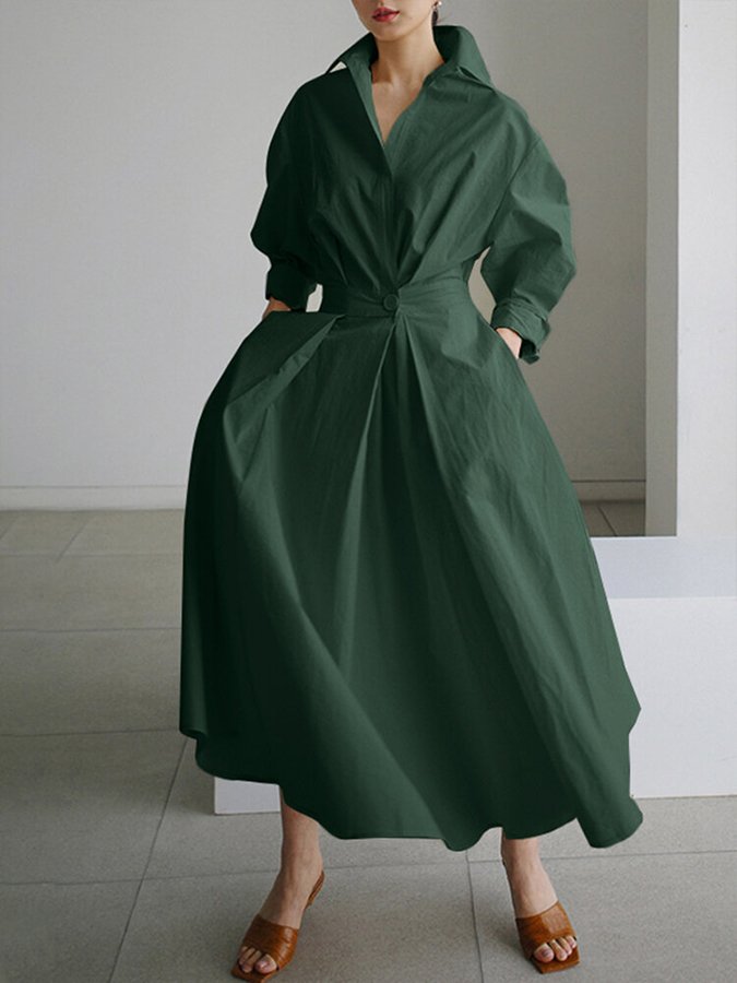 Brynn - Robe trapèze chic à col polo