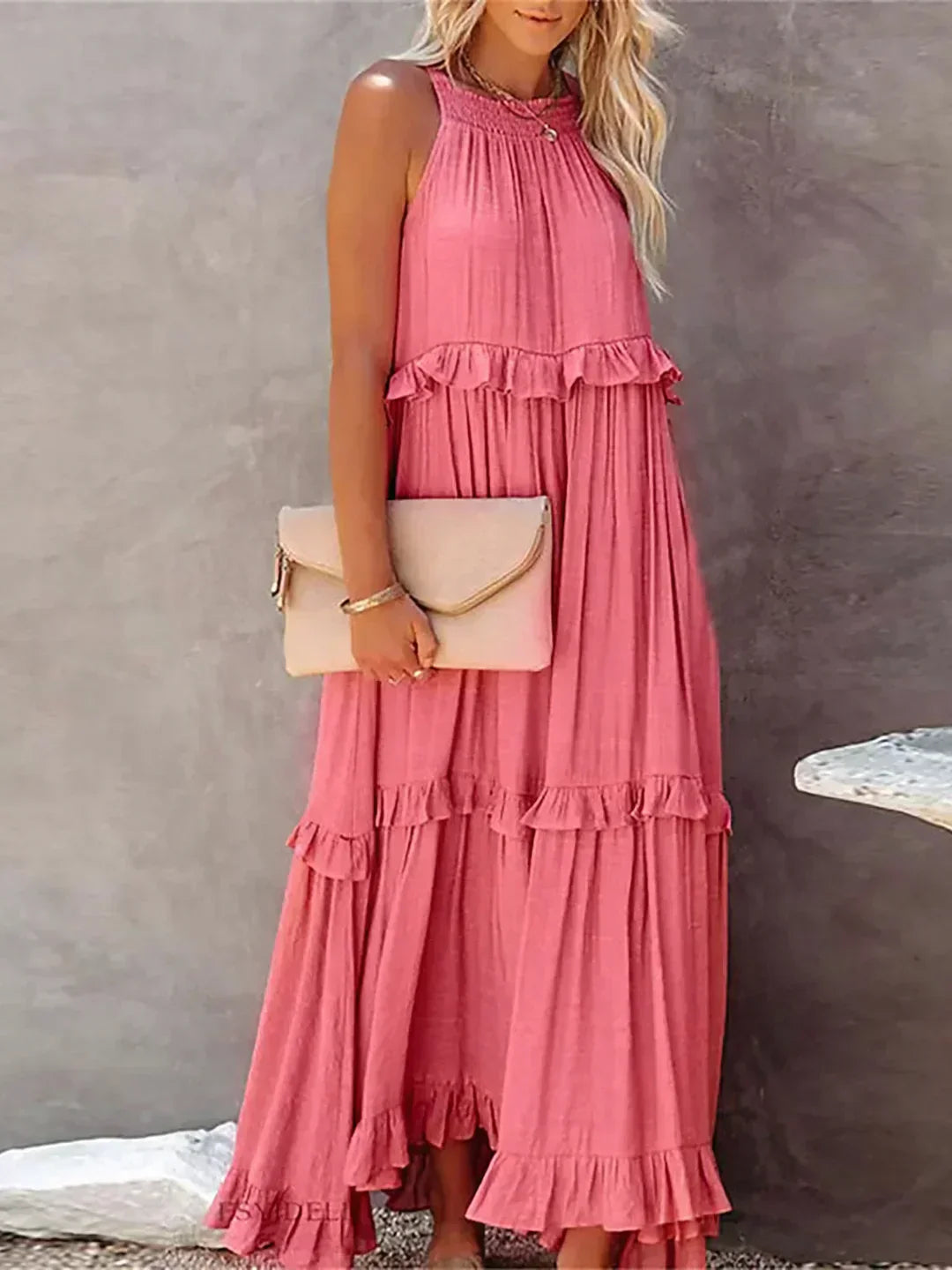 Emilia™ - Robe longue dos nu à volants