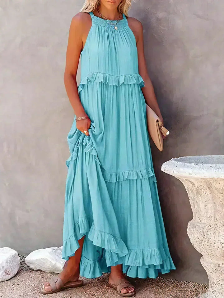 Emilia™ - Robe longue dos nu à volants