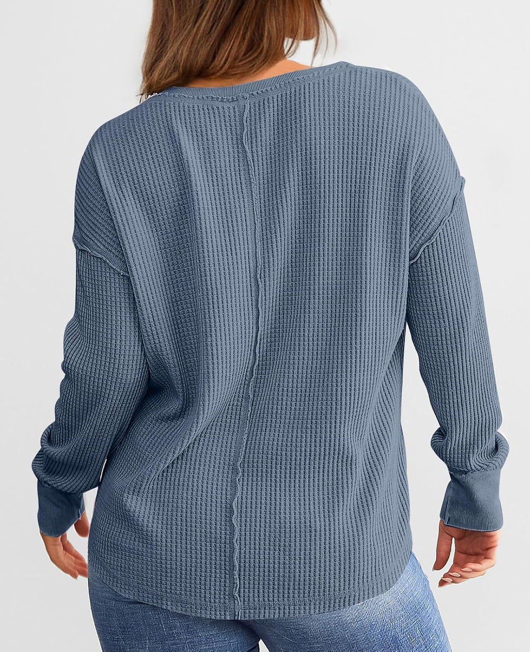 Cyrine™ | Waffle Knit V-Neck Pullover