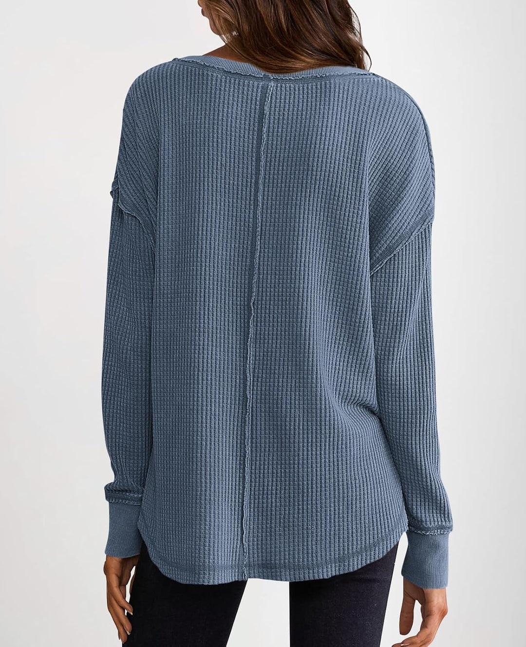 Cyrine™ | Waffle Knit V-Neck Pullover