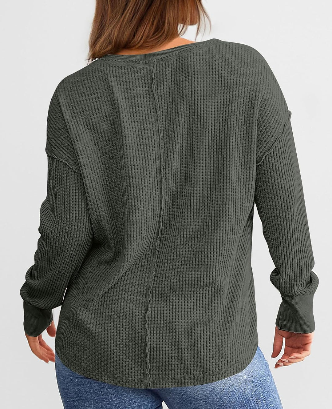 Cyrine™ | Waffle Knit V-Neck Pullover