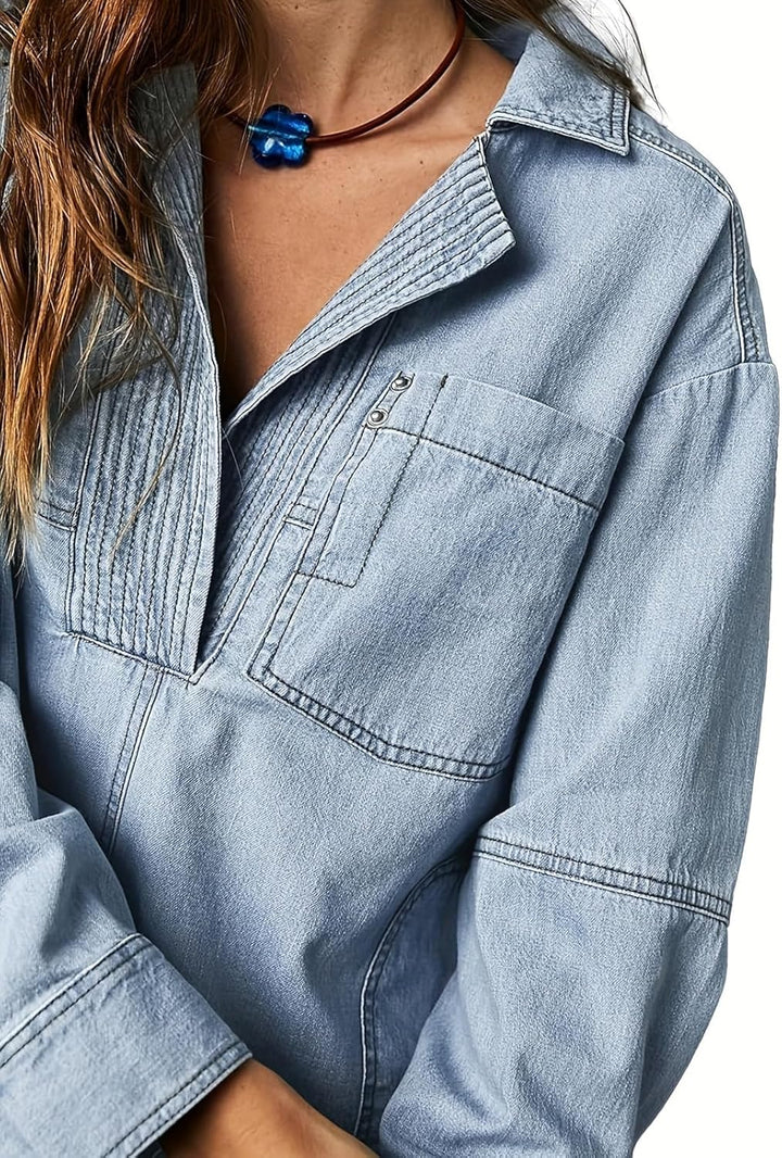 Elviera™ | Casual Denim Pullover Top