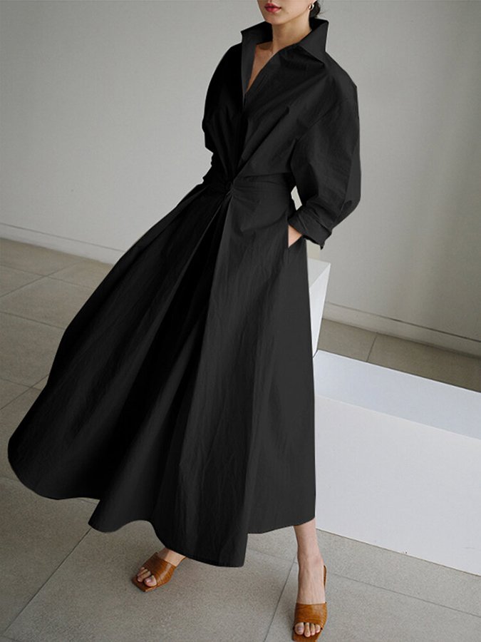 Brynn - Robe trapèze chic à col polo