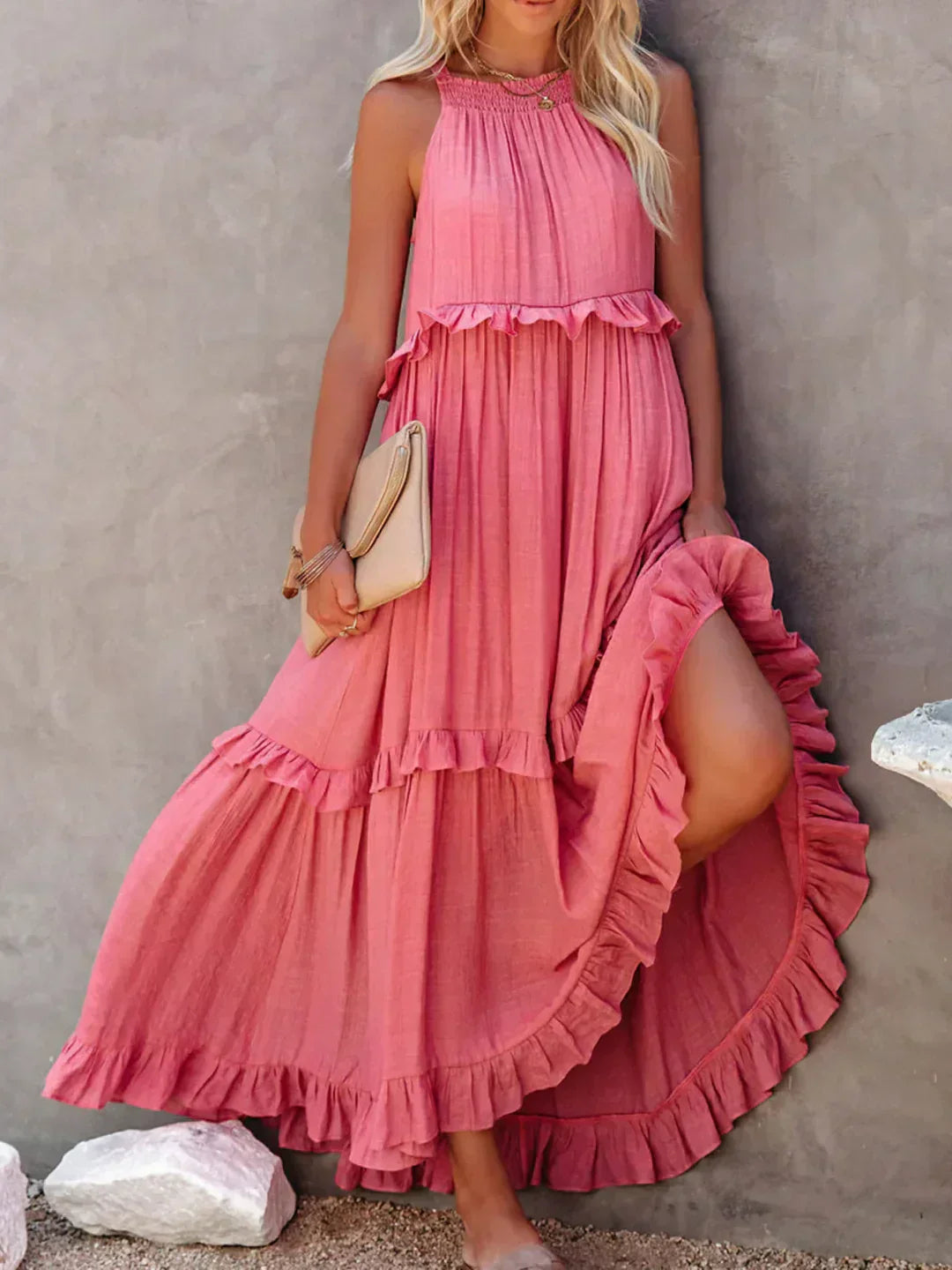 Emilia™ - Robe longue dos nu à volants