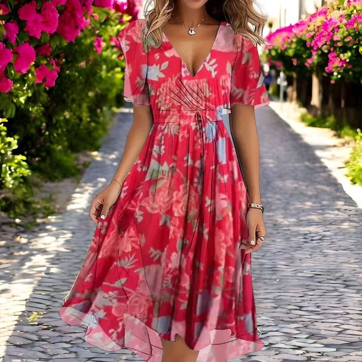 Rosalind - Robe ample à fleurs et col en V profond