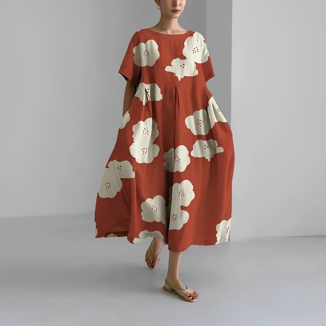 Daisy - Robe longue ample rétro à grandes poches