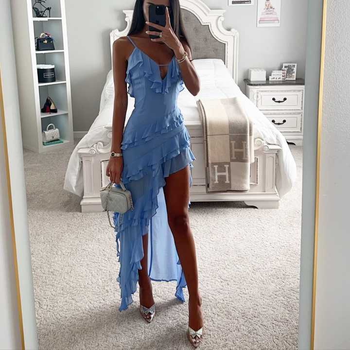 Zephyra - Robe longue de luxe à pompons irréguliers