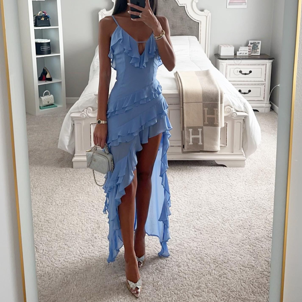 Zephyra - Robe longue de luxe à pompons irréguliers