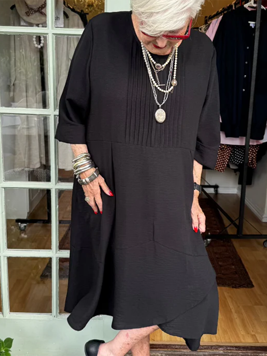 Robe en lin à ourlet irrégulier et plis accordéon