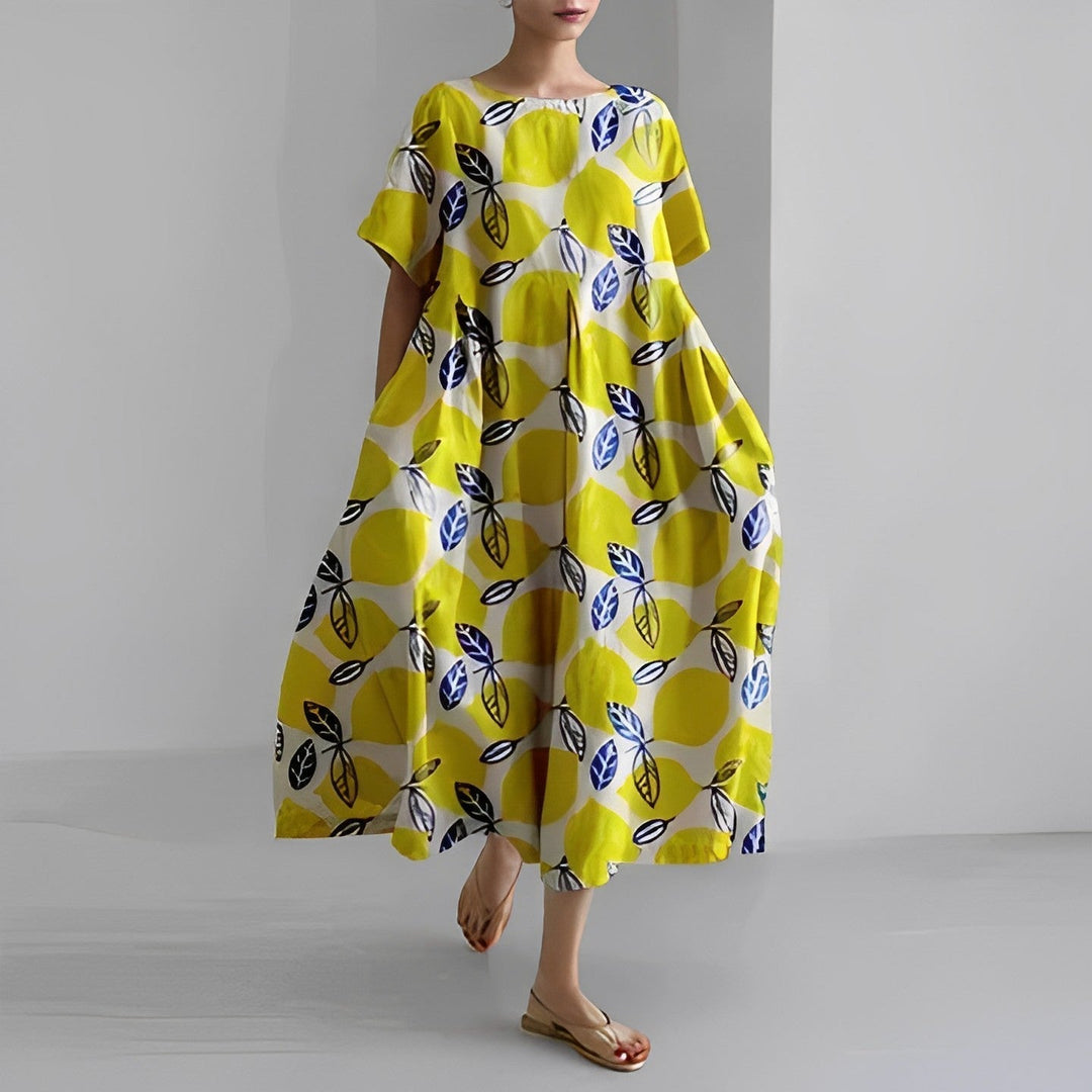 Daisy - Robe longue ample rétro à grandes poches