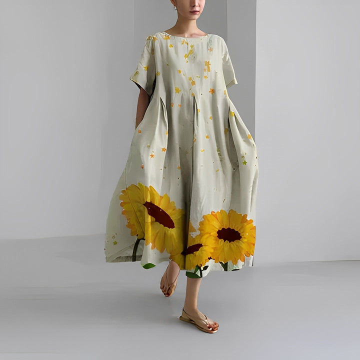 Daisy - Robe longue ample rétro à grandes poches