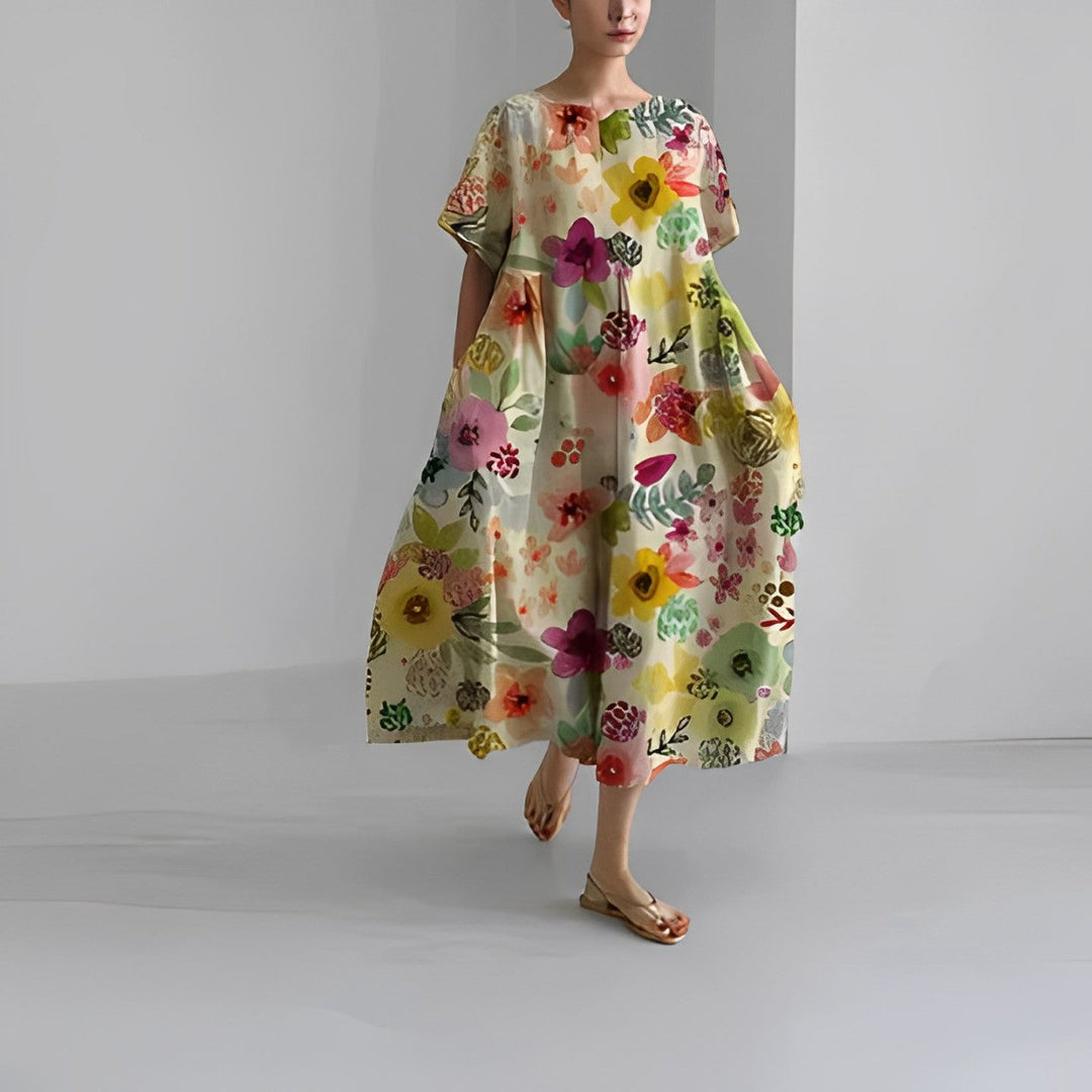 Daisy - Robe longue ample rétro à grandes poches