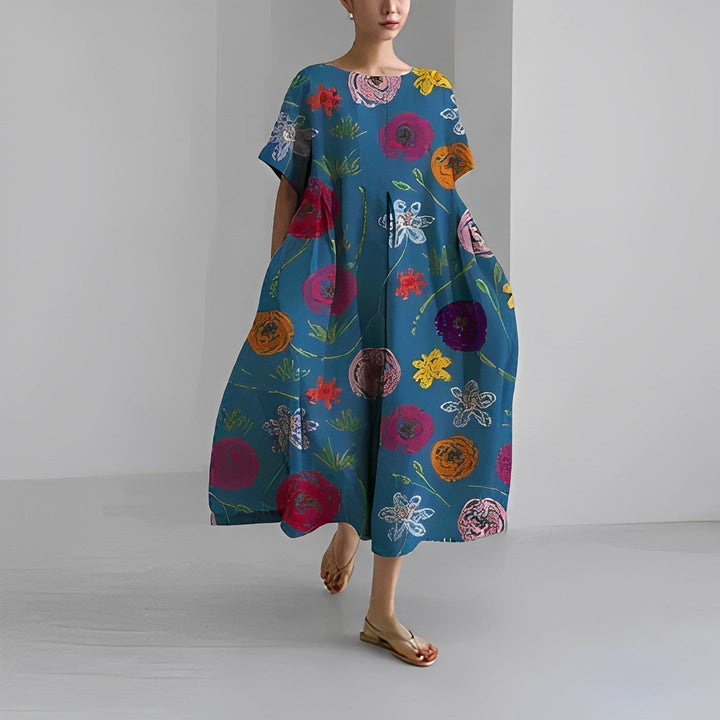 Daisy - Robe longue ample rétro à grandes poches
