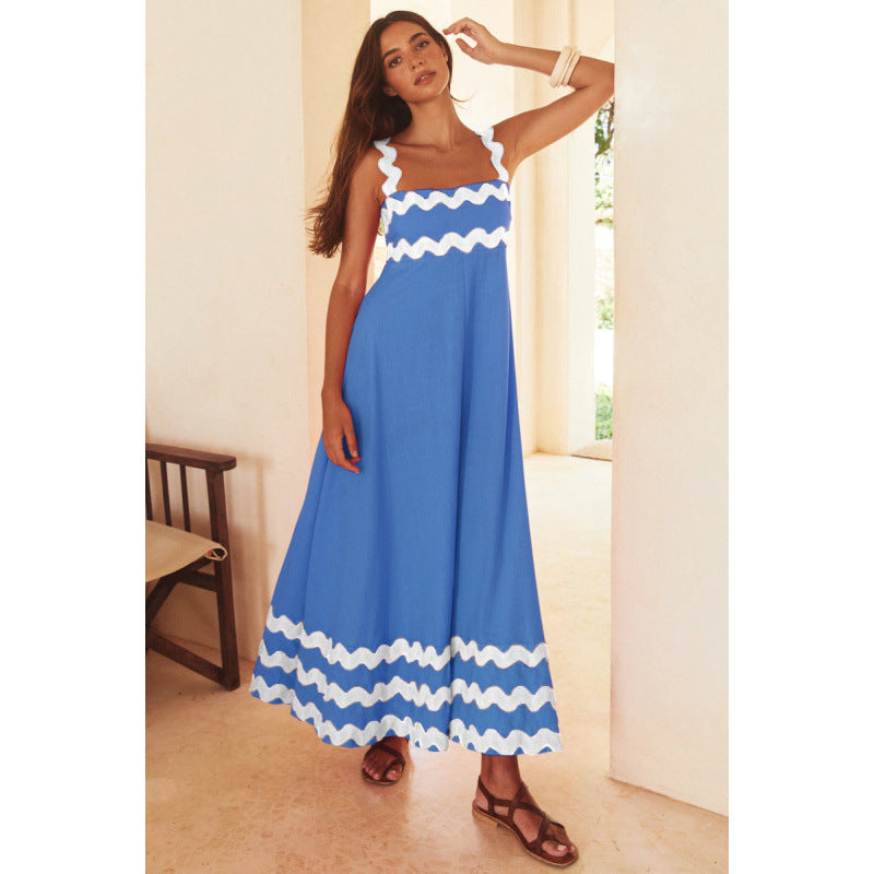 Wrenley - Robe longue bohème à col bateau