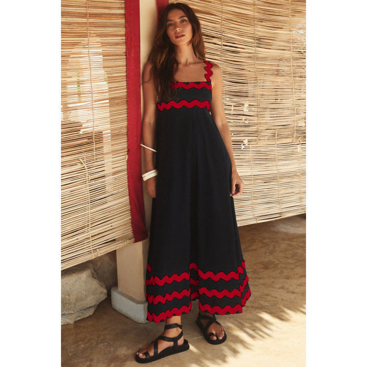 Wrenley - Robe longue bohème à col bateau